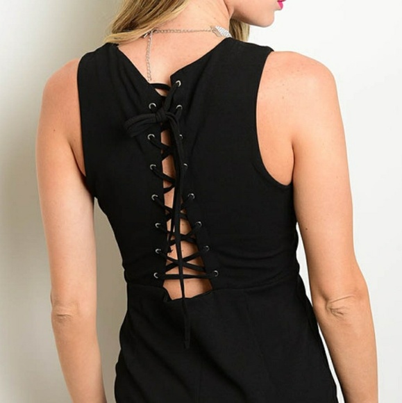 LBD sleeveless w/ lace up back dress - Picture 3 of 5